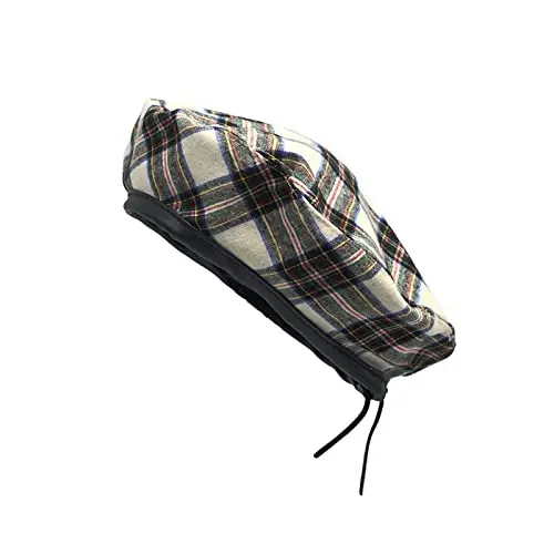 WITModazoneOONS Cotton Plaid Beret Hat Tartan Check French Beanie Cap YZF0083 