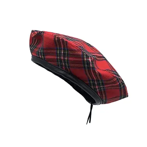WITModazoneOONS Cotton Plaid Beret Hat Tartan Check French Beanie Cap YZF0083 - 1