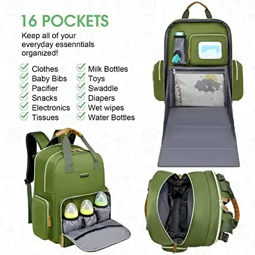 WITSTEP Diaper Bag Backpack with Changing Station, Baby Diaper Bag Organizer for Moms Dads Large Baby Changing Bags - 3
