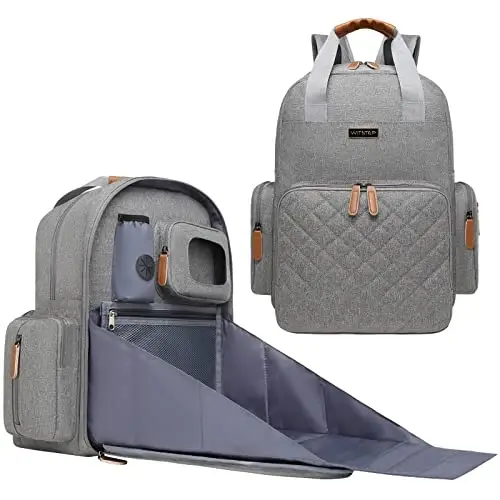 Diaper Bag Backpack with Changing Station, Baby Diaper Organizer Travel Bag | Large Capacity Diaper Bag for Moms Dads - Fold Out Changing Pad, Insulated Pockets, Stroller Straps, Baby Eessentials - 1