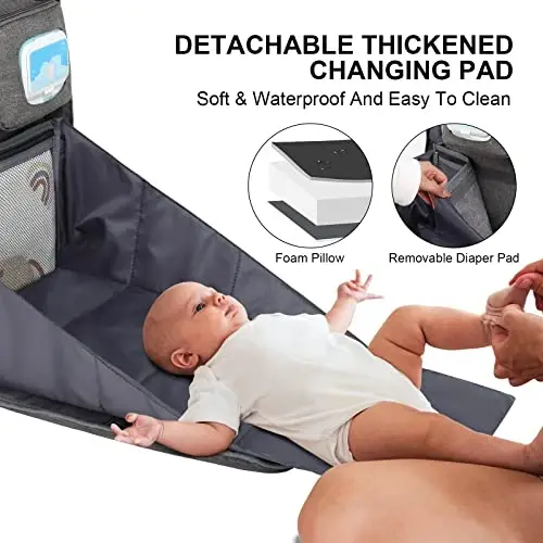Diaper Bag Backpack with Changing Station, Baby Diaper Organizer Travel Bag | Large Capacity Diaper Bag for Moms Dads - Fold Out Changing Pad, Insulated Pockets, Stroller Straps, Baby Eessentials - DIAPER (1)