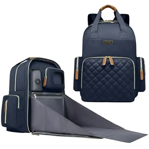 Diaper Bag Backpack with Changing Station, Baby Diaper Organizer Travel Bag | Large Capacity Diaper Bag for Moms Dads - Fold Out Changing Pad, Insulated Pockets, Stroller Straps, Baby Eessentials - 1