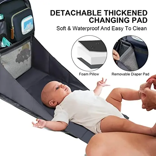 Diaper Bag Backpack with Changing Station, Baby Diaper Organizer Travel Bag | Large Capacity Diaper Bag for Moms Dads - Fold Out Changing Pad, Insulated Pockets, Stroller Straps, Baby Eessentials - DIAPER (1)