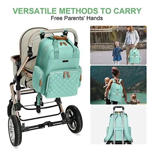 Diaper Bag Backpack with Changing Station, Baby Diaper Organizer Travel Bag | Large Capacity Diaper Bag for Moms Dads - Fold Out Changing Pad, Insulated Pockets, Stroller Straps, Baby Eessentials - 5