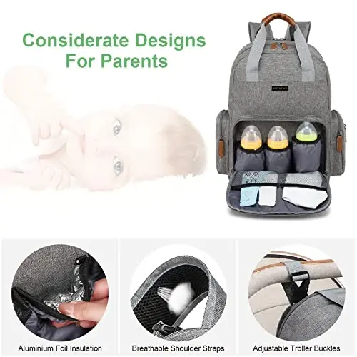 WITSTEP Diaper Bag Backpack with Changing Station, Baby Diaper Bag Organizer for Moms Dads Large Baby Changing Bags - 4