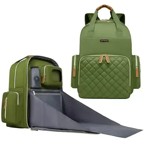 WITSTEP Diaper Bag рюкзак со станцией для переодевания, органайзер для детских подгузников для мам и пап, большие сумки для смены подгузников - 1