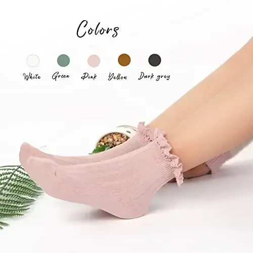 Witwot 6 Pairs Baby Girls Ruffles Ankle Socks Toddler Boys Dress Sock Soft Cotton Size 6M - 7Y - 4