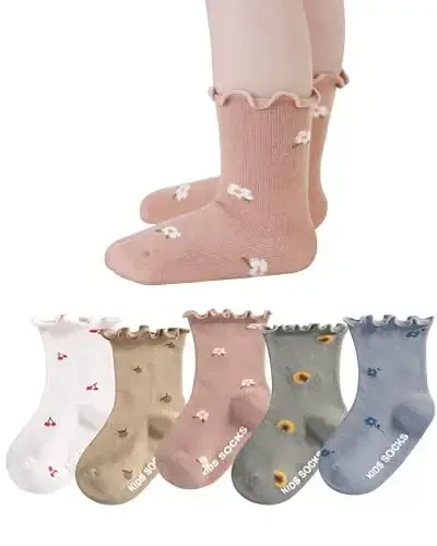 Witwot 6 Pairs Baby Girls Ruffles Ankle Socks Toddler Boys Dress Sock Soft Cotton Size 6M - 7Y 