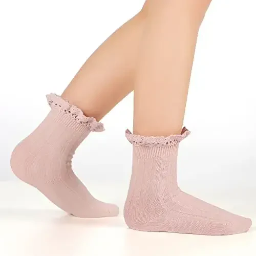 Witwot 6 Pairs Baby Girls Ruffles Ankle Socks Toddler Boys Dress Sock Soft Cotton Size 6M - 7Y - 5