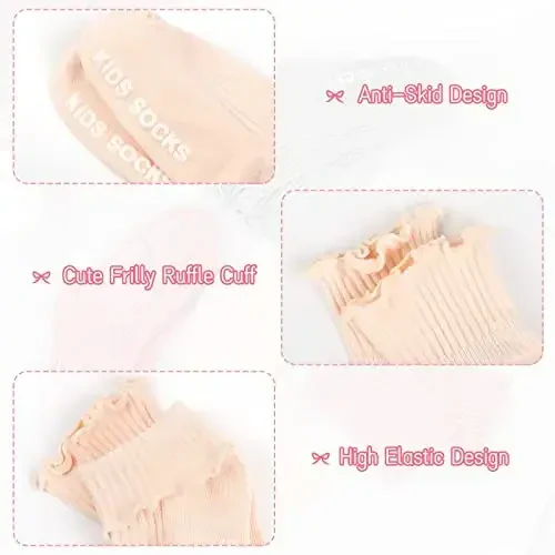 Witwot 6 Pairs Baby Girls Ruffles Ankle Socks Toddler Boys Dress Sock Soft Cotton Size 6M - 7Y - 3