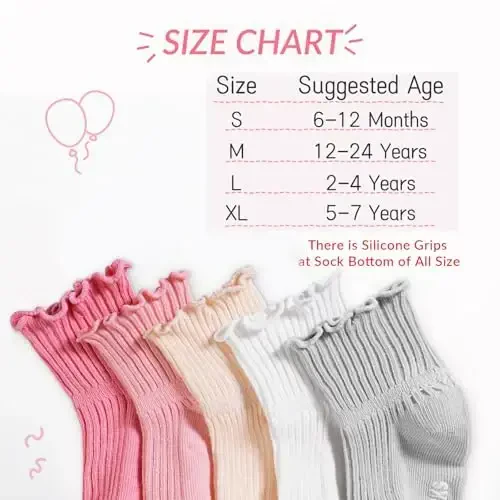 Witwot 6 Pairs Baby Girls Ruffles Ankle Socks Toddler Boys Dress Sock Soft Cotton Size 6M - 7Y - 4