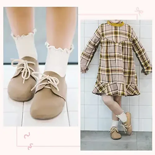 Witwot 6 Pairs Baby Girls Ruffles Ankle Socks Toddler Boys Dress Sock Soft Cotton Size 6M - 7Y - 7