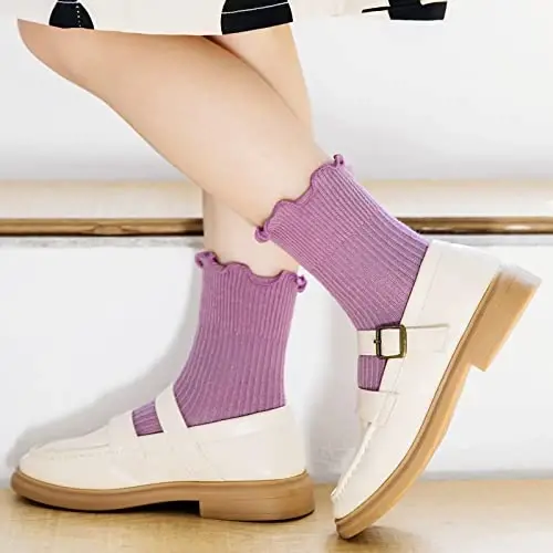 Witwot 6 Pairs Baby Girls Ruffles Ankle Socks Toddler Boys Dress Sock Soft Cotton Size 6M - 7Y - 5