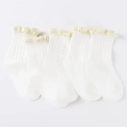 Witwot 6 Pairs Baby Girls Ruffles Ankle Socks Toddler Boys Dress Sock Soft Cotton Size 6M - 7Y - MODAZONE (1)