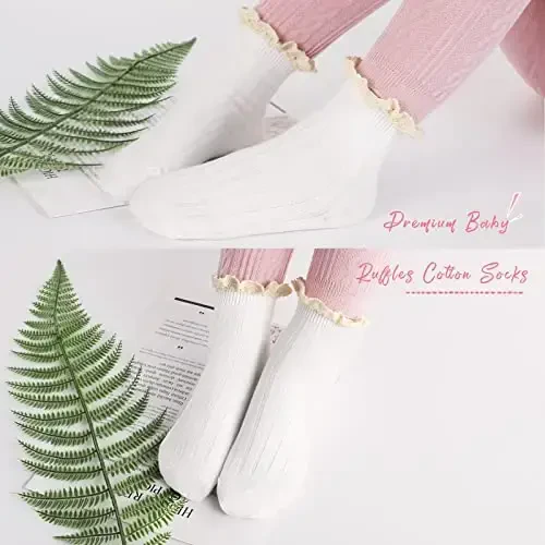 Witwot 6 Pairs Baby Girls Ruffles Ankle Socks Toddler Boys Dress Sock Soft Cotton Size 6M - 7Y - 3