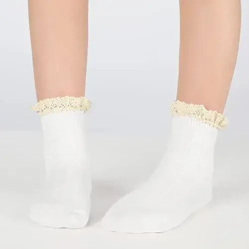 Witwot 6 Pairs Baby Girls Ruffles Ankle Socks Toddler Boys Dress Sock Soft Cotton Size 6M - 7Y - 4