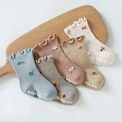 Witwot 6 Pairs Baby Girls Ruffles Ankle Socks Toddler Boys Dress Sock Soft Cotton Size 6M - 7Y - 2