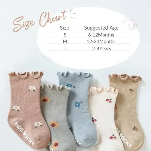 Witwot 6 Pairs Baby Girls Ruffles Ankle Socks Toddler Boys Dress Sock Soft Cotton Size 6M - 7Y - 3