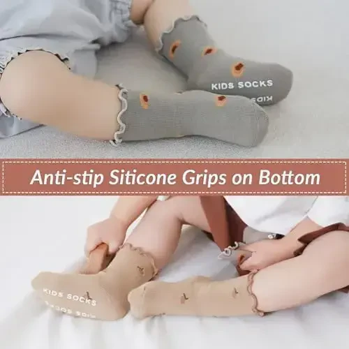 Witwot 6 Pairs Baby Girls Ruffles Ankle Socks Toddler Boys Dress Sock Soft Cotton Size 6M - 7Y - 4