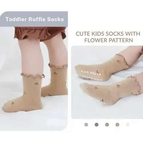 Witwot 6 Pairs Baby Girls Ruffles Ankle Socks Toddler Boys Dress Sock Soft Cotton Size 6M - 7Y - 6