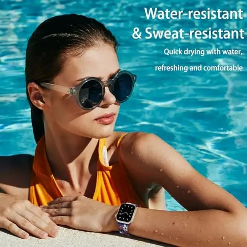 Witzon Floral Band Compatible with Apple Watch Bands For Women 40mm 41mm 38mm 42mm 44mm 45mm 46mm 49mm, Engraved Cute Flower Silicone Inlay Dressy Strap for iWatch Series 10 9 8 7 6 5 4 3 2 SE Ultra - 4