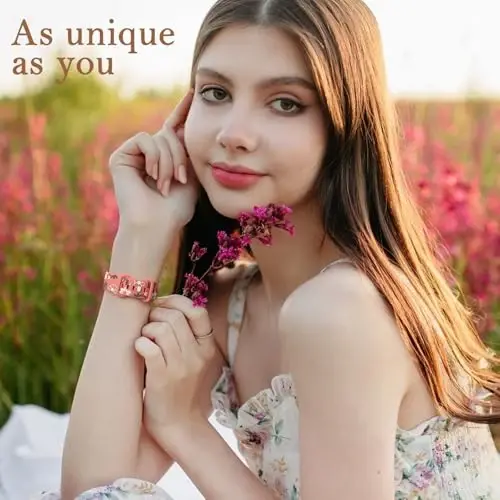 Witzon Floral Band Apple Watch Bands bilan mos keladi Ayollar uchun 40mm 41mm 38mm 42mm 44mm 45mm 46mm 49mm, iWatch Series 10 9 8 7 6 5 4 3 2 SE Ultra uchun o'yma gul silikon qoplamali nafis tasma - 2