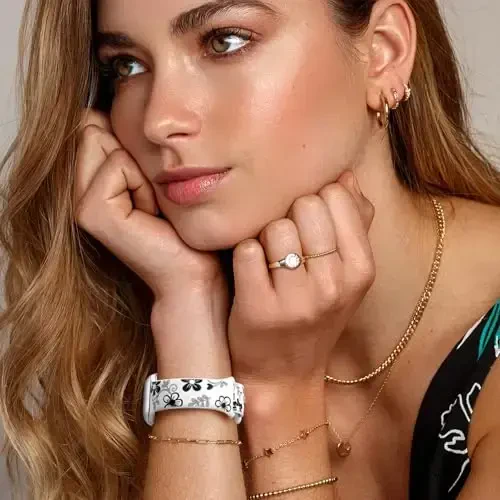 Witzon Floral Band Compatible with Apple Watch Bands For Women 40mm 41mm 38mm 42mm 44mm 45mm 46mm 49mm, Engraved Cute Flower Silicone Inlay Dressy Strap for iWatch Series 10 9 8 7 6 5 4 3 2 SE Ultra - WITZON (1)