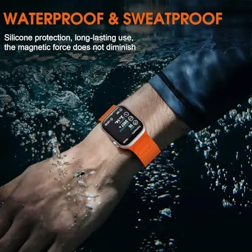 Witzon Magnetic Band Apple Watch 45mm (erkaklar uchun) 46mm 44mm 42mm 41mm 40mm 38mm 49mm tasmalari bilan mos keladi, Sport Silikon Tasmali Kuchli Magnit Bog'lam iWatch Series 10 9 8 7 6 5 4 3 SE Ultra 2 uchun - 6