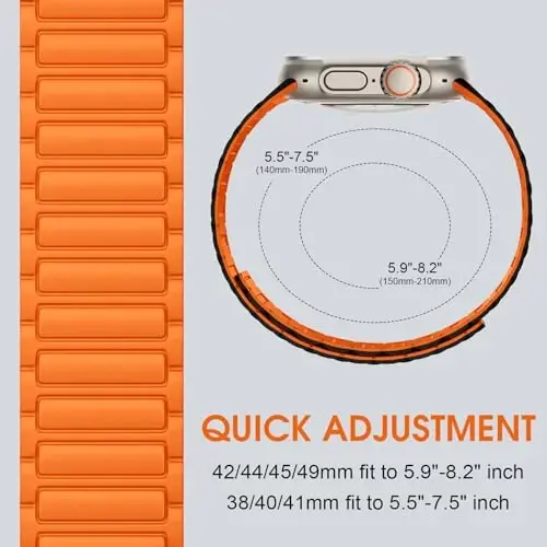 Witzon Magnetic Band Apple Watch 45mm (erkaklar uchun) 46mm 44mm 42mm 41mm 40mm 38mm 49mm tasmalariga mos keladi, Sport silikon tasma kuchli magnit iWatch Series 10 9 8 7 6 5 4 3 SE Ultra 2 uchun bilaguzuk - MODAZONE (1)