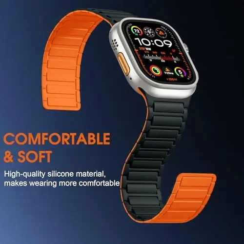 Witzon Magnetic Band Apple Watch 45mm (erkaklar uchun) 46mm 44mm 42mm 41mm 40mm 38mm 49mm tasmalariga mos keladi, Sport Silikon tasmali kuchli magnit iWatch Series 10 9 8 7 6 5 4 3 SE Ultra 2 uchun bilaguzuk - 3