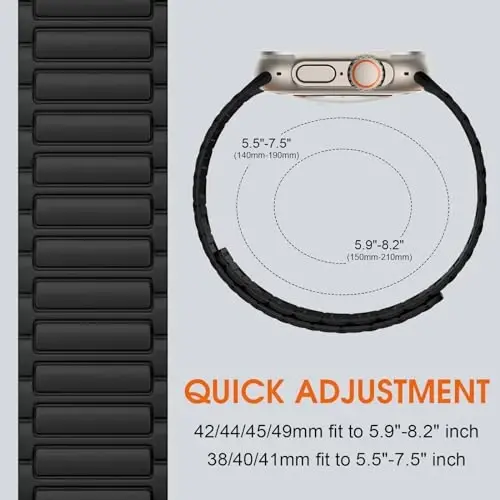 Witzon Magnetic Band Compatible with Apple Watch 45mm for Men 46mm 44mm 42mm 41mm 40mm 38mm 49mm Bands, Sport Silicone Strap Strong Magnet Link Wristband for iWatch Series 10 9 8 7 6 5 4 3 SE Ultra 2 - 4
