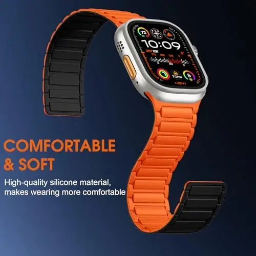 Witzon Magnetic Band Compatible with Apple Watch 45mm for Men 46mm 44mm 42mm 41mm 40mm 38mm 49mm Bands, Sport Silicone Strap Strong Magnet Link Wristband for iWatch Series 10 9 8 7 6 5 4 3 SE Ultra 2 - 3