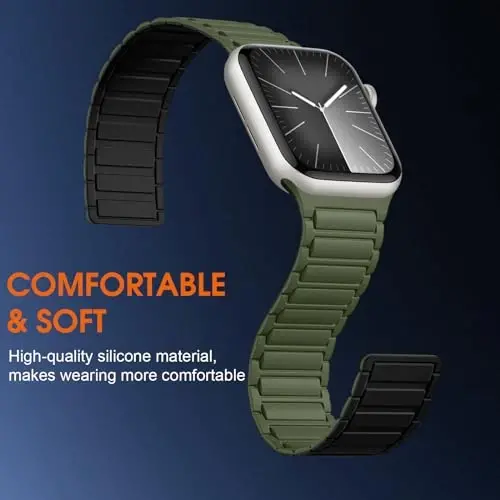 Witzon Magnetic Band Compatible with Apple Watch 45mm for Men 46mm 44mm 42mm 41mm 40mm 38mm 49mm Bands, Sport Silicone Strap Strong Magnet Link Wristband for iWatch Series 10 9 8 7 6 5 4 3 SE Ultra 2 - 3