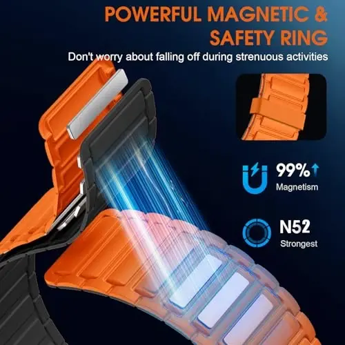 Witzon Magnetic Band Compatible with Apple Watch 45mm for Men 46mm 44mm 42mm 41mm 40mm 38mm 49mm Bands, Sport Silicone Strap Strong Magnet Link Wristband for iWatch Series 10 9 8 7 6 5 4 3 SE Ultra 2 - 1