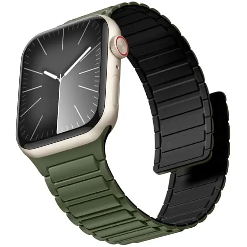 Witzon Magnetic Band Compatible with Apple Watch 45mm for Men 46mm 44mm 42mm 41mm 40mm 38mm 49mm Bands, Sport Silicone Strap Strong Magnet Link Wristband for iWatch Series 10 9 8 7 6 5 4 3 SE Ultra 2 - WITZON