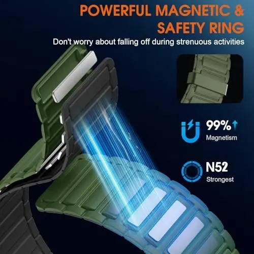 Witzon magnitli tasmasi Apple Watch 45mm erkaklar 46mm 44mm 42mm 41mm 40mm 38mm 49mm tasmalariga mos keladi, sport silikon tasma kuchli magnitli bog'ich iWatch Series 10 9 8 7 6 5 4 3 SE Ultra 2 uchun - 4