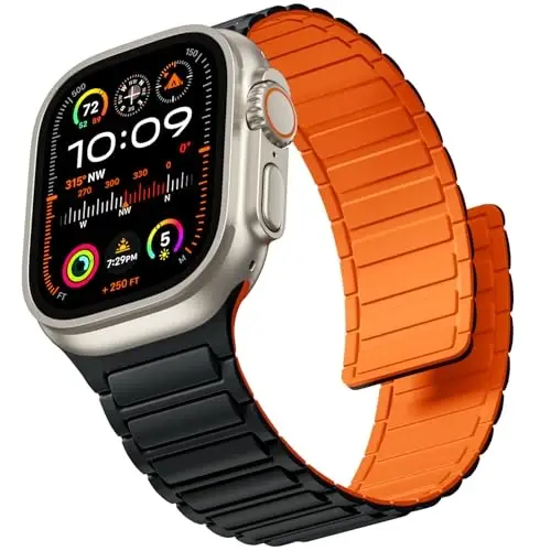 Witzon Magnetic Band Compatible with Apple Watch 45mm for Men 46mm 44mm 42mm 41mm 40mm 38mm 49mm Bands, Sport Silicone Strap Strong Magnet Link Wristband for iWatch Series 10 9 8 7 6 5 4 3 SE Ultra 2 - 1