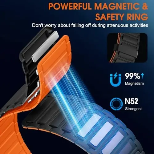 Witzon Magnetic Band Compatible with Apple Watch 45mm for Men 46mm 44mm 42mm 41mm 40mm 38mm 49mm Bands, Sport Silicone Strap Strong Magnet Link Wristband for iWatch Series 10 9 8 7 6 5 4 3 SE Ultra 2 - 2