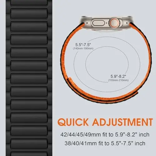 Witzon Magnetic Band Compatible with Apple Watch 45mm for Men 46mm 44mm 42mm 41mm 40mm 38mm 49mm Bands, Sport Silicone Strap Strong Magnet Link Wristband for iWatch Series 10 9 8 7 6 5 4 3 SE Ultra 2 - 4