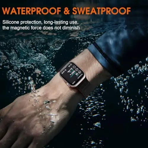 Witzon Magnetic Band Compatible with Apple Watch 45mm for Men 46mm 44mm 42mm 41mm 40mm 38mm 49mm Bands, Sport Silicone Strap Strong Magnet Link Wristband for iWatch Series 10 9 8 7 6 5 4 3 SE Ultra 2 - 6