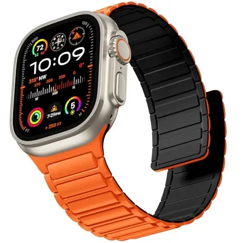 Witzon Magnetic Band Compatible with Apple Watch 45mm for Men 46mm 44mm 42mm 41mm 40mm 38mm 49mm Bands, Sport Silicone Strap Strong Magnet Link Wristband for iWatch Series 10 9 8 7 6 5 4 3 SE Ultra 2 - 5