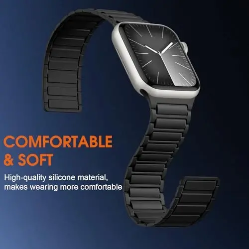 Witzon Magnetic Band Compatible with Apple Watch 45mm for Men 46mm 44mm 42mm 41mm 40mm 38mm 49mm Bands, Sport Silicone Strap Strong Magnet Link Wristband for iWatch Series 10 9 8 7 6 5 4 3 SE Ultra 2 - 3