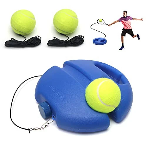 StarryPart Tennis Trainer Rebound Ball with String Solo Tennis Training Kit Portable Practice Rebounder Equipment Training Tools with Long Elastic Rope for Adults, Kids, Beginners (Blue) (Blue) - StarryPart