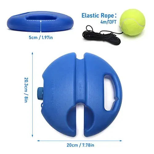 StarryPart Tennis Trainer Rebound Ball with String Solo Tennis Training Kit Portable Practice Rebounder Equipment Training Tools with Long Elastic Rope for Adults, Kids, Beginners (Blue) (Blue) - 2