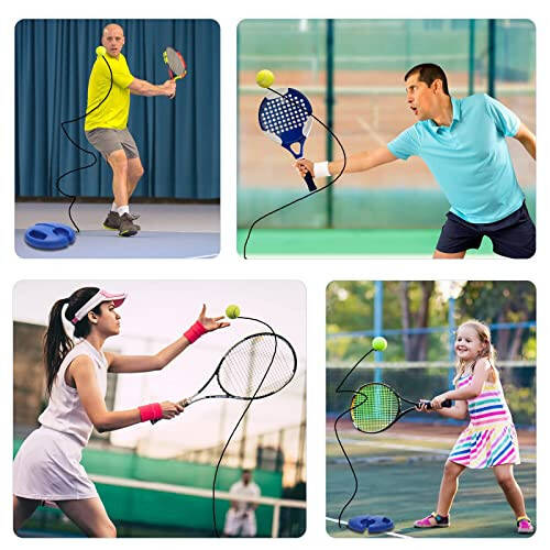 Wiwaplex Tenis Antrenörü Geri Dönüş Topu İple Tek Kişilik Tenis Eğitim Seti Taşınabilir Tenis Pratik Geri Dönüş Malzemesi Eğitim Araçları Uzun Elastik İple Yetişkinler, Çocuklar, Başlangıç Seviyesi İçin - 5