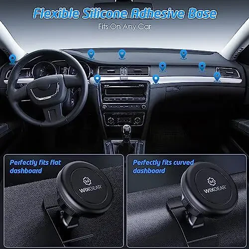 WixGear Magnetic Car Mount [2-Pack] - Universal Stick-On Dashboard Magnetic Phone Holder for Car, Strong Magnet Mount for Cell Phones & Mini Tablets with Swift-Snap Technology - 3