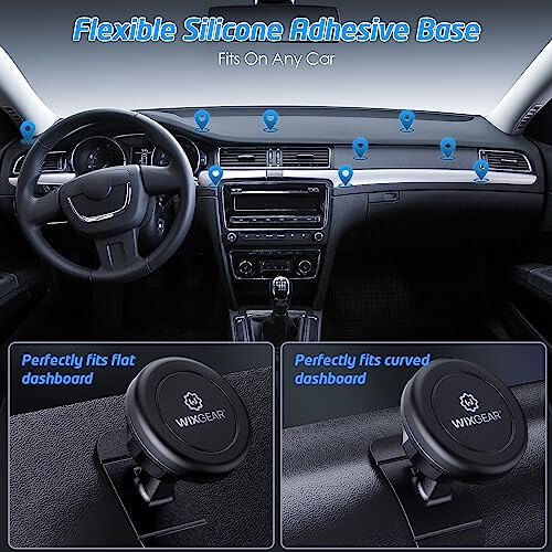 WixGear Magnetic Car Mount [2-Pack] - Universal Stick-On Dashboard Magnetic Phone Holder for Car, Strong Magnet Mount for Cell Phones & Mini Tablets with Swift-Snap Technology - 3