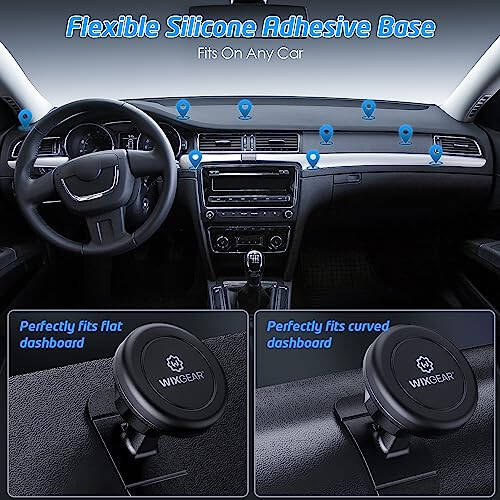 WixGear Magnetic Car Mount [2-Pack] - Universal Stick-On Dashboard Magnetic Phone Holder for Car, Strong Magnet Mount for Cell Phones & Mini Tablets with Swift-Snap Technology - 3