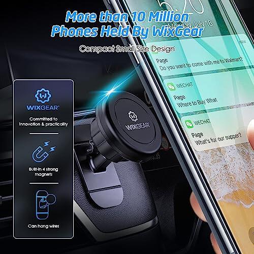 WixGear Magnetic Car Mount [2-Pack] - Universal Stick-On Dashboard Magnetic Phone Holder for Car, Strong Magnet Mount for Cell Phones & Mini Tablets with Swift-Snap Technology - 4