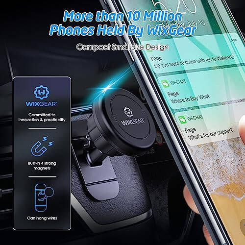 WixGear Magnetic Car Mount [2-Pack] - Universal Stick-On Dashboard Magnetic Phone Holder for Car, Strong Magnet Mount for Cell Phones & Mini Tablets with Swift-Snap Technology - 4